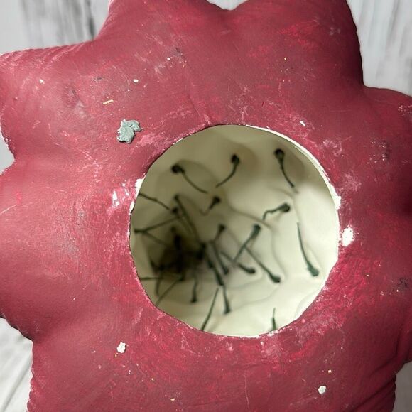 Gorgeous Burgundy Handmade Hand Crafted Christmas tree Accented with Roses 11” - Picture 8 of 8